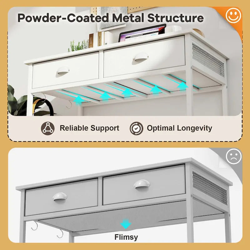 Costway Space Saving Home Computer Desk with 2 Fabric Drawers 4 - See Details