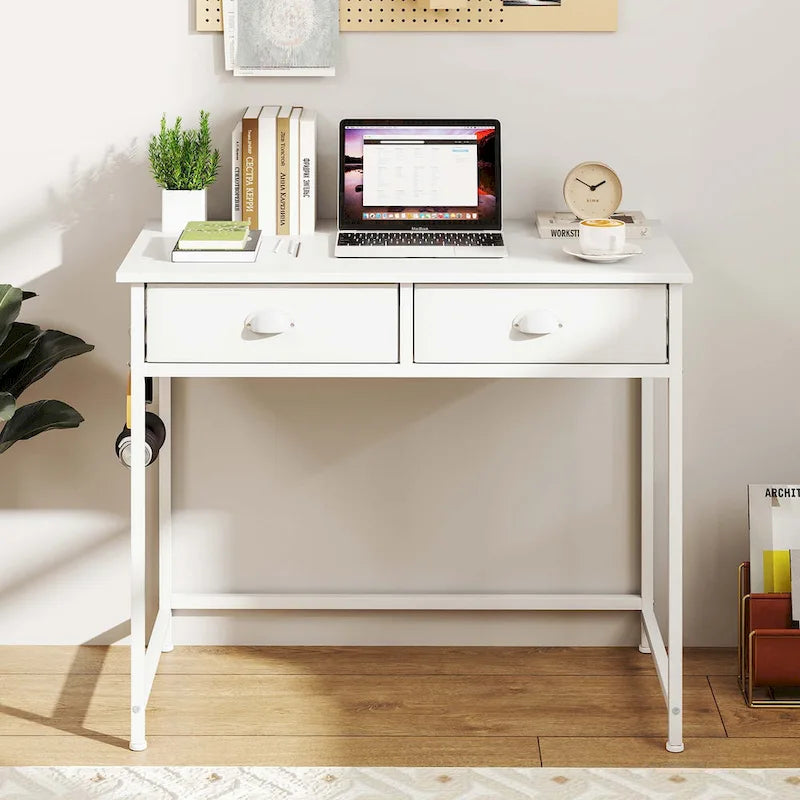 Costway Space Saving Home Computer Desk with 2 Fabric Drawers 4 - See Details