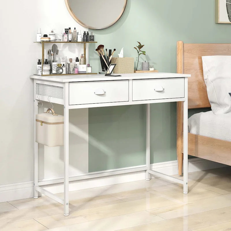 Costway Space Saving Home Computer Desk with 2 Fabric Drawers 4 - See Details