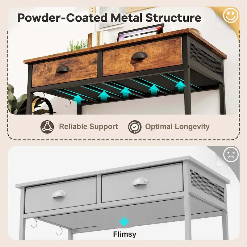 Costway Space Saving Home Computer Desk with 2 Fabric Drawers 4 - See Details
