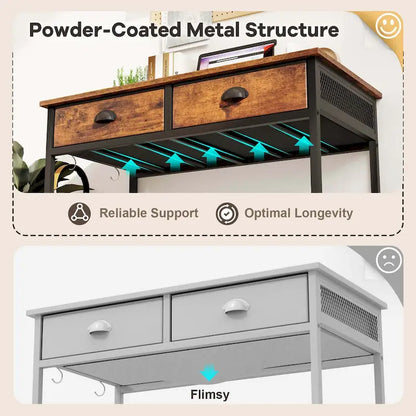 Costway Space Saving Home Computer Desk with 2 Fabric Drawers 4 - See Details