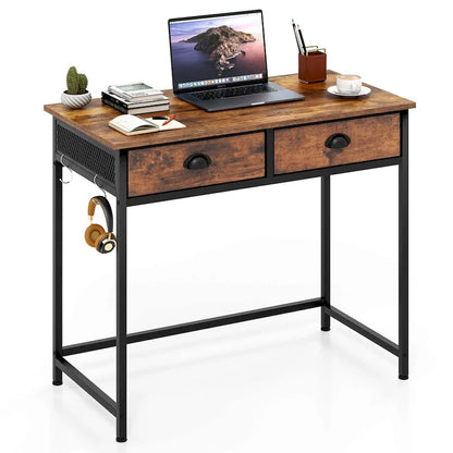 Costway Space Saving Home Computer Desk with 2 Fabric Drawers 4 - See Details