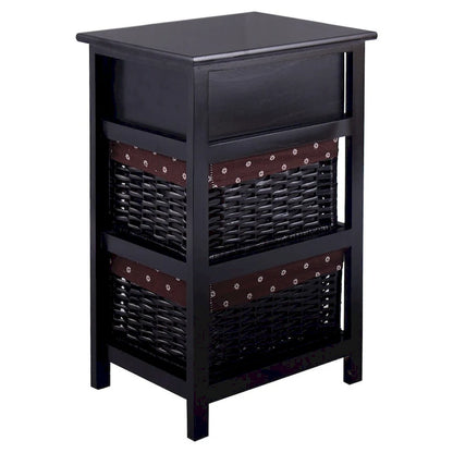 Costway Black Night Stand 3 Tiers 1 Drawer Bedside End Table Organizer
