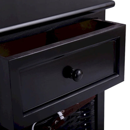 Costway Black Night Stand 3 Tiers 1 Drawer Bedside End Table Organizer