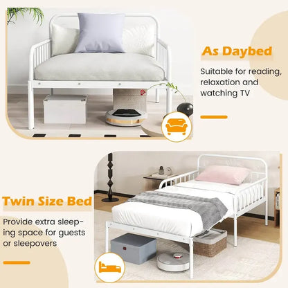 Costway Metal Daybed Extendable Daybed to Twin Size Bed Heavy Duty - See Details