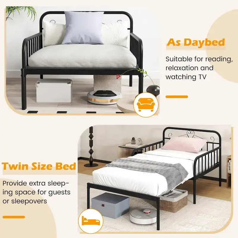 Costway Metal Daybed Extendable Daybed to Twin Size Bed Heavy Duty - See Details
