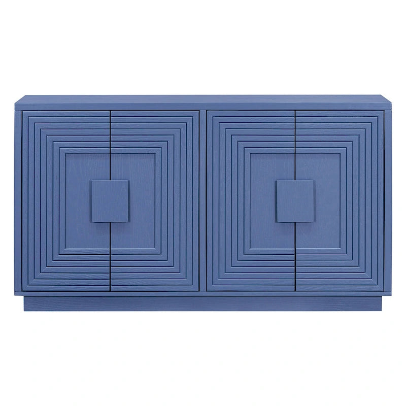 4-Door Vintage Fluted Sideboard Buffet Cabinet with Adjustable Shelves