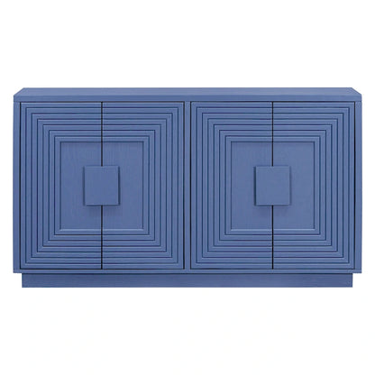 4-Door Vintage Fluted Sideboard Buffet Cabinet with Adjustable Shelves