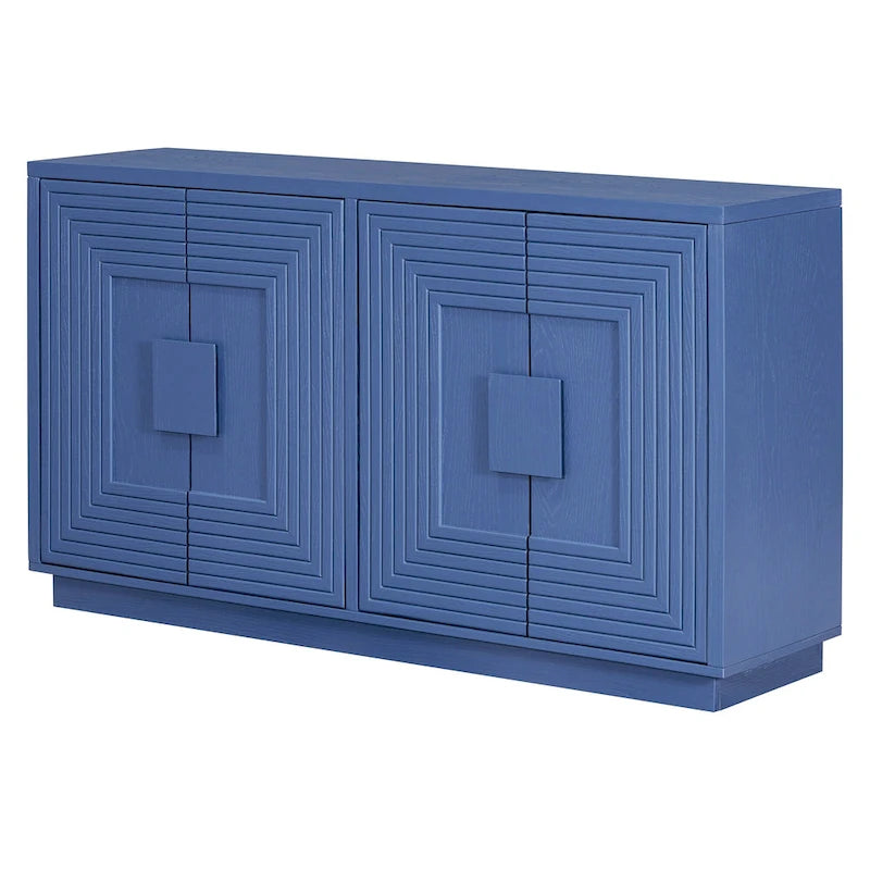 4-Door Vintage Fluted Sideboard Buffet Cabinet with Adjustable Shelves