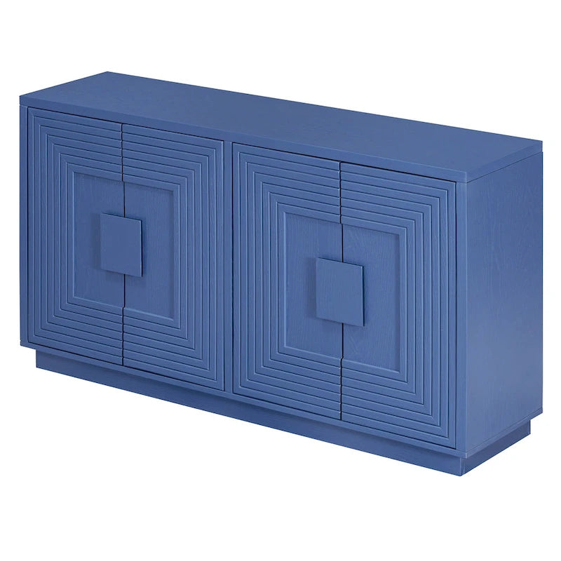 4-Door Vintage Fluted Sideboard Buffet Cabinet with Adjustable Shelves