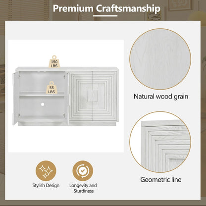 4-Door Vintage Fluted Sideboard Buffet Cabinet with Adjustable Shelves