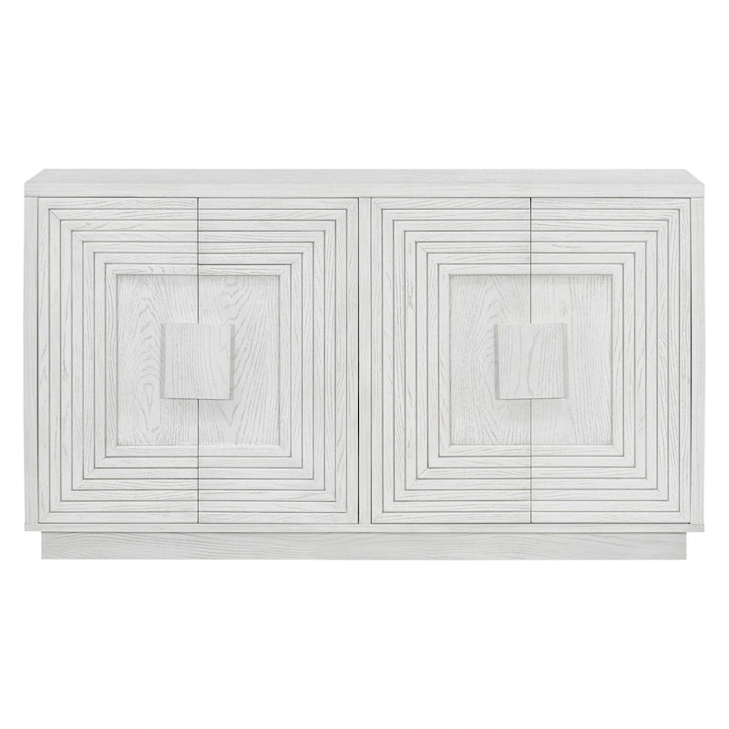 4-Door Vintage Fluted Sideboard Buffet Cabinet with Adjustable Shelves