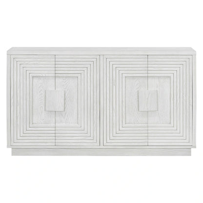 4-Door Vintage Fluted Sideboard Buffet Cabinet with Adjustable Shelves