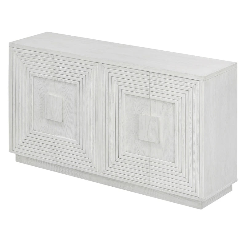 4-Door Vintage Fluted Sideboard Buffet Cabinet with Adjustable Shelves