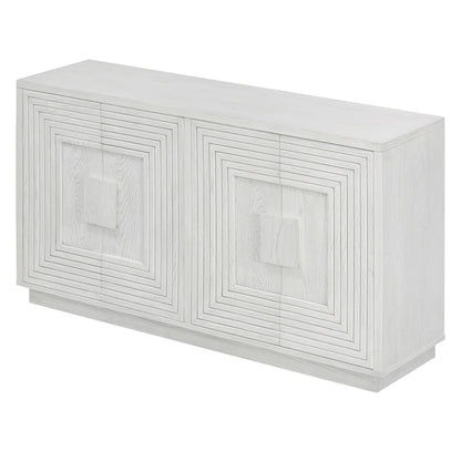 4-Door Vintage Fluted Sideboard Buffet Cabinet with Adjustable Shelves