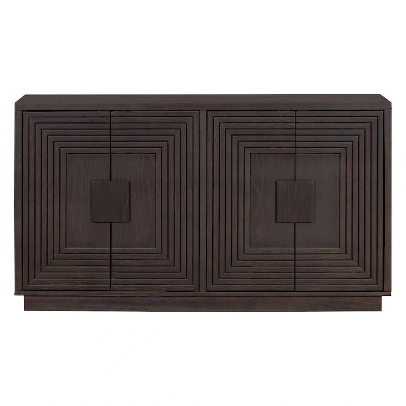 4-Door Vintage Fluted Sideboard Buffet Cabinet with Adjustable Shelves