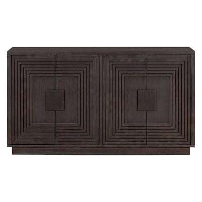 4-Door Vintage Fluted Sideboard Buffet Cabinet with Adjustable Shelves