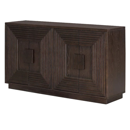 4-Door Vintage Fluted Sideboard Buffet Cabinet with Adjustable Shelves