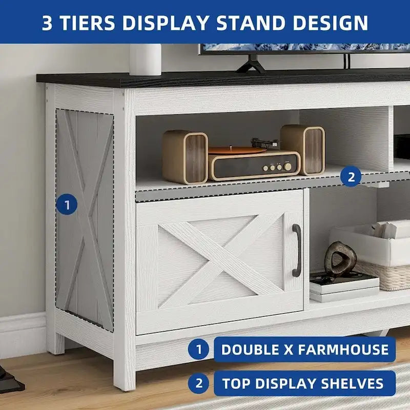 59 Farmhouse Coffee Bar Cabinet Sideboard Buffet with Power Outlets - 58 inches