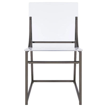 Dino Dining Chair Set of 2, Clear Acrylic Seat, Back, Black Nickel, 18 Inch