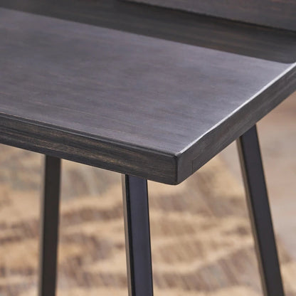 Contemporary Indoor Acacia Wood Bar Stools (Set of 2), Bar Height