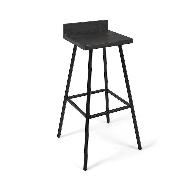 Contemporary Indoor Acacia Wood Bar Stools (Set of 2), Bar Height