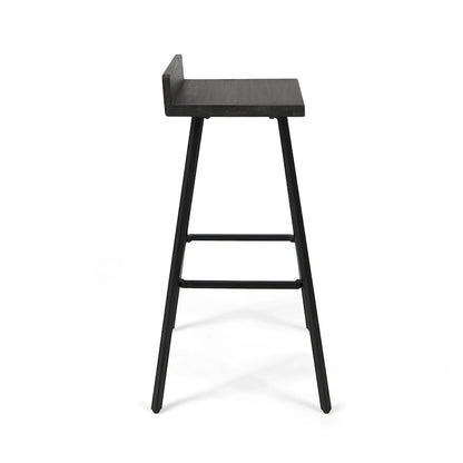 Contemporary Indoor Acacia Wood Bar Stools (Set of 2), Bar Height