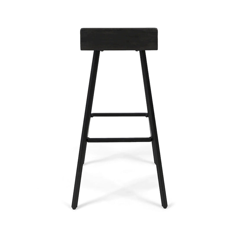 Contemporary Indoor Acacia Wood Bar Stools (Set of 2), Bar Height