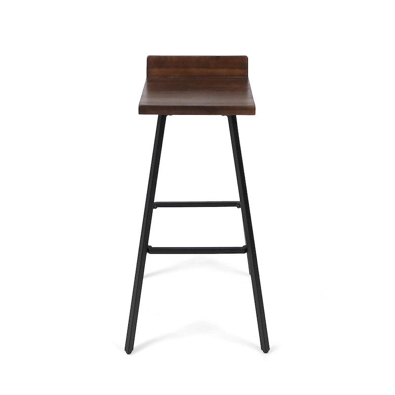Contemporary Indoor Acacia Wood Bar Stools (Set of 2), Bar Height