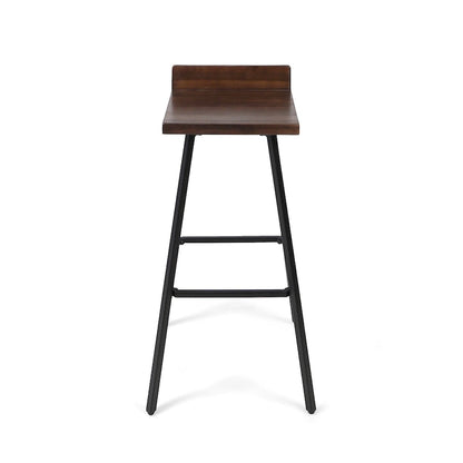 Contemporary Indoor Acacia Wood Bar Stools (Set of 2), Bar Height