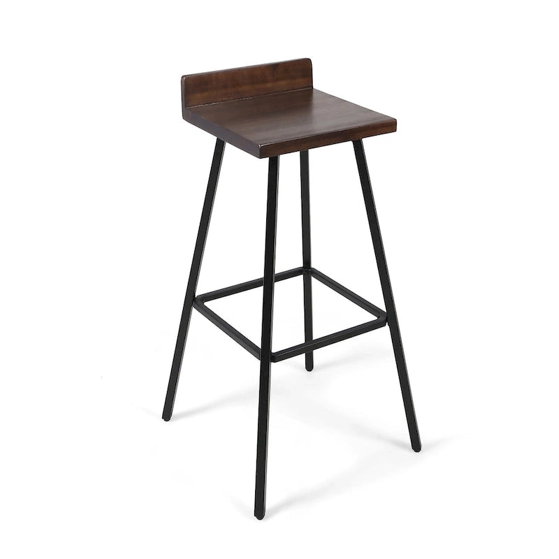 Contemporary Indoor Acacia Wood Bar Stools (Set of 2), Bar Height