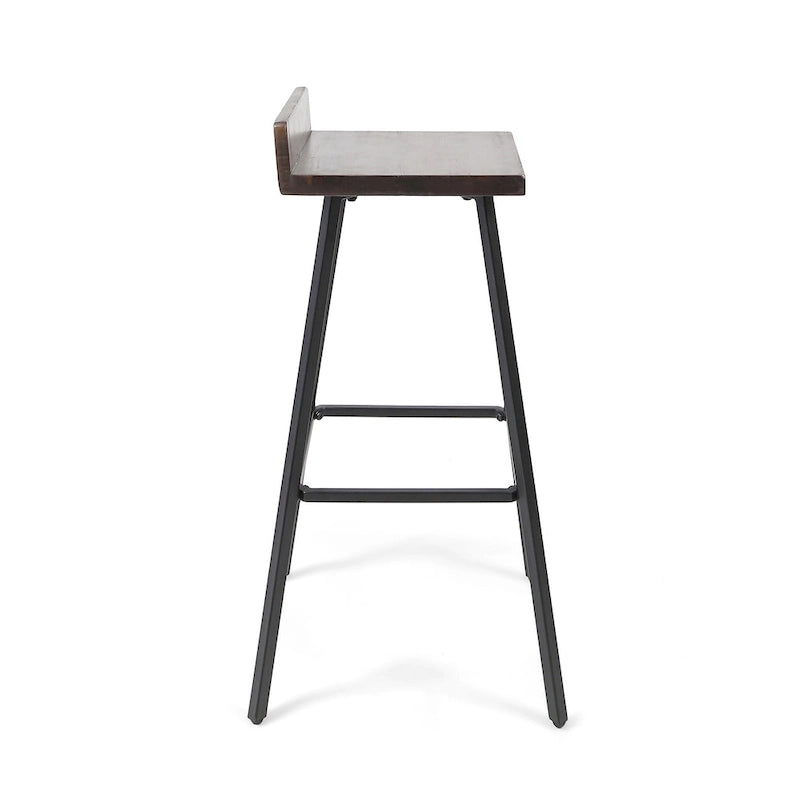 Contemporary Indoor Acacia Wood Bar Stools (Set of 2), Bar Height