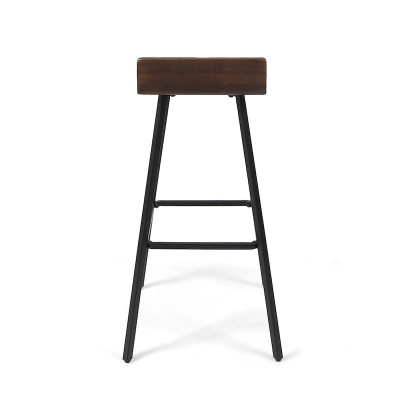 Contemporary Indoor Acacia Wood Bar Stools (Set of 2), Bar Height