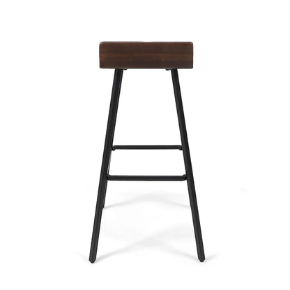 Contemporary Indoor Acacia Wood Bar Stools (Set of 2), Bar Height