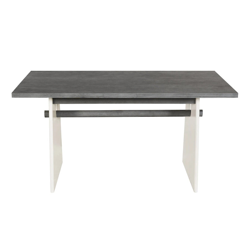 7 Piece Dining Table Set for 6, Versatile Kitchen Dining Table Set with Trestle Dining Table and 6 Upholstered Chairs