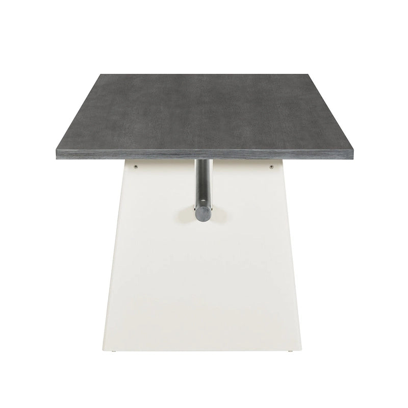 7 Piece Dining Table Set for 6, Versatile Kitchen Dining Table Set with Trestle Dining Table and 6 Upholstered Chairs