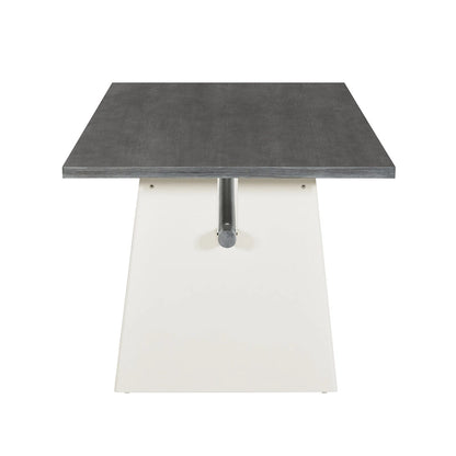 7 Piece Dining Table Set for 6, Versatile Kitchen Dining Table Set with Trestle Dining Table and 6 Upholstered Chairs