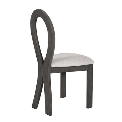 7 Piece Dining Table Set for 6, Versatile Kitchen Dining Table Set with Trestle Dining Table and 6 Upholstered Chairs