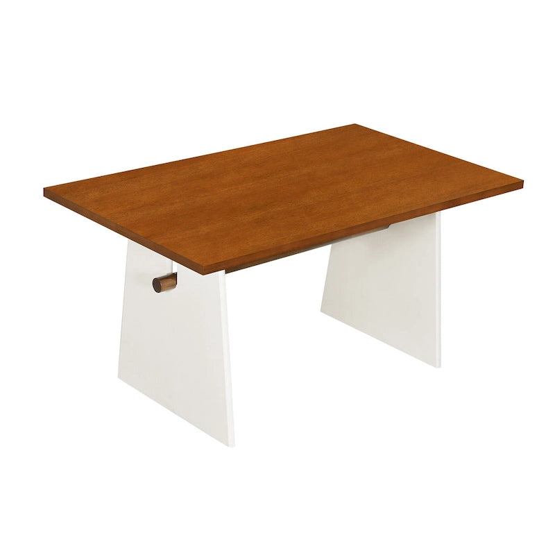 7 Piece Dining Table Set for 6, Versatile Kitchen Dining Table Set with Trestle Dining Table and 6 Upholstered Chairs