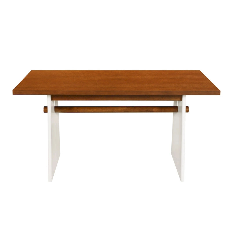 7 Piece Dining Table Set for 6, Versatile Kitchen Dining Table Set with Trestle Dining Table and 6 Upholstered Chairs