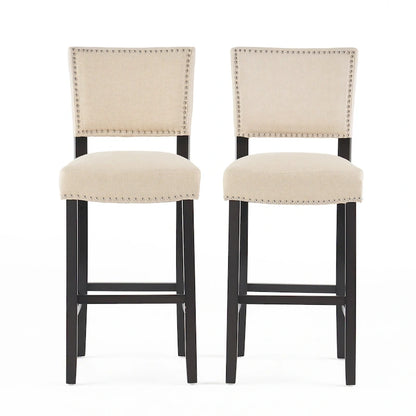 Counter Height Stools Set of 2, Kitchen Island Chair with Wood Legs, Armless Upholstered Dining Room Chair with Back