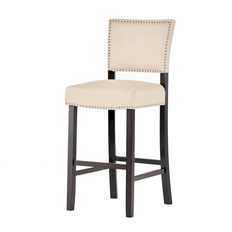 Counter Height Stools Set of 2, Kitchen Island Chair with Wood Legs, Armless Upholstered Dining Room Chair with Back