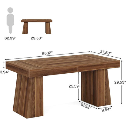 55 Inches Modern Executive Desk, Wood Computer Desk, Business Workstation Desk