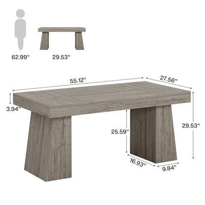 55 Inches Modern Executive Desk, Wood Computer Desk, Business Workstation Desk