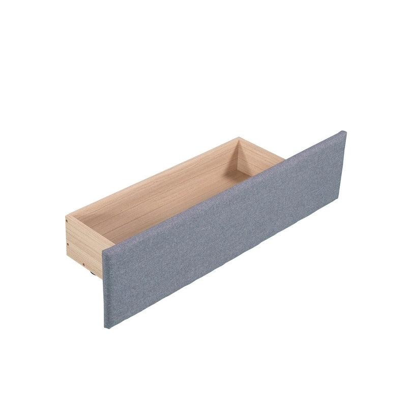 Twin Size Daybed with Drawer, Wooden Support Bed Frame, Upholstered Double Trundle, No Box Spring Needed for Teens