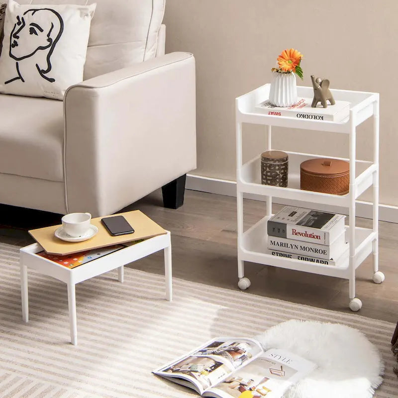 Costway 2PCS 4 Tier Utility Rolling Cart Rolling Storage Cart with - 16x 10.5x 33 (L x W x H)