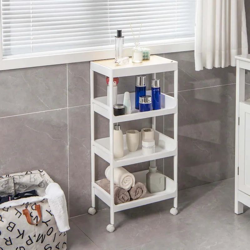 Costway 2PCS 4 Tier Utility Rolling Cart Rolling Storage Cart with - 16x 10.5x 33 (L x W x H)
