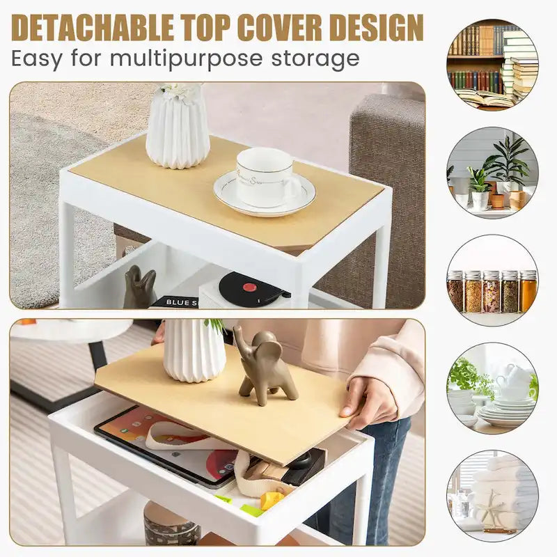 Costway 2PCS 4 Tier Utility Rolling Cart Rolling Storage Cart with - 16x 10.5x 33 (L x W x H)