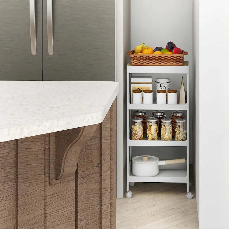 Costway 2PCS 4 Tier Utility Rolling Cart Rolling Storage Cart with - 16x 10.5x 33 (L x W x H)