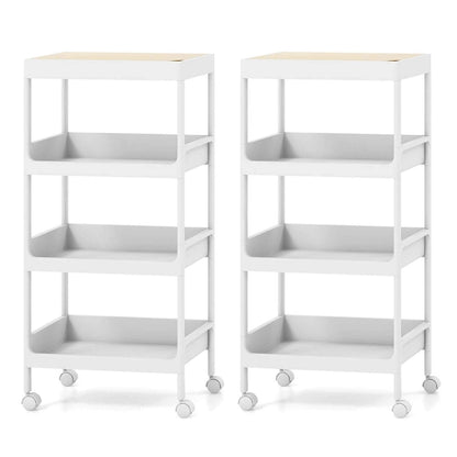 Costway 2PCS 4 Tier Utility Rolling Cart Rolling Storage Cart with - 16x 10.5x 33 (L x W x H)